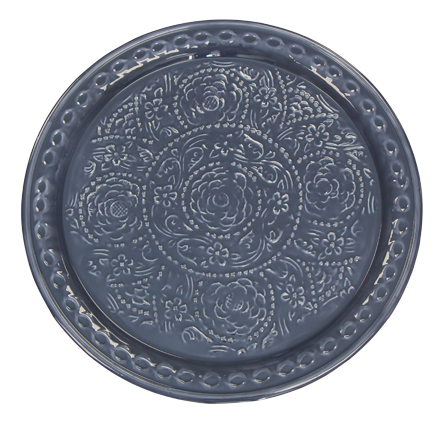 Blue Rose Pattern Metal Plate 47cmD