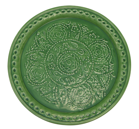 Green Rose Pattern Metal Plate 47cmD